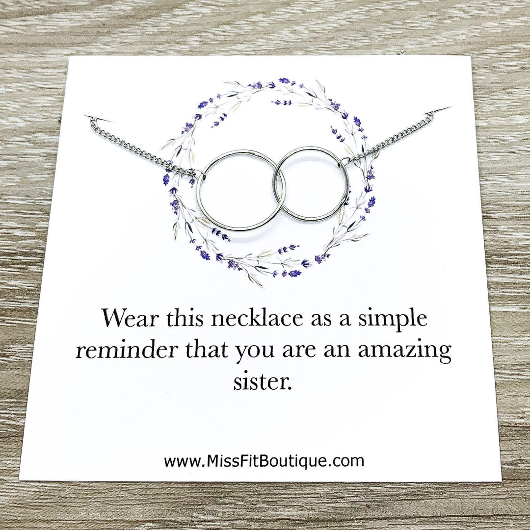 Amazing Sister Gift, Interlocking Circles Necklace, Circular Pendant, Linked Circles Necklace, Gift for Big Sister, Sister Birthday Gift