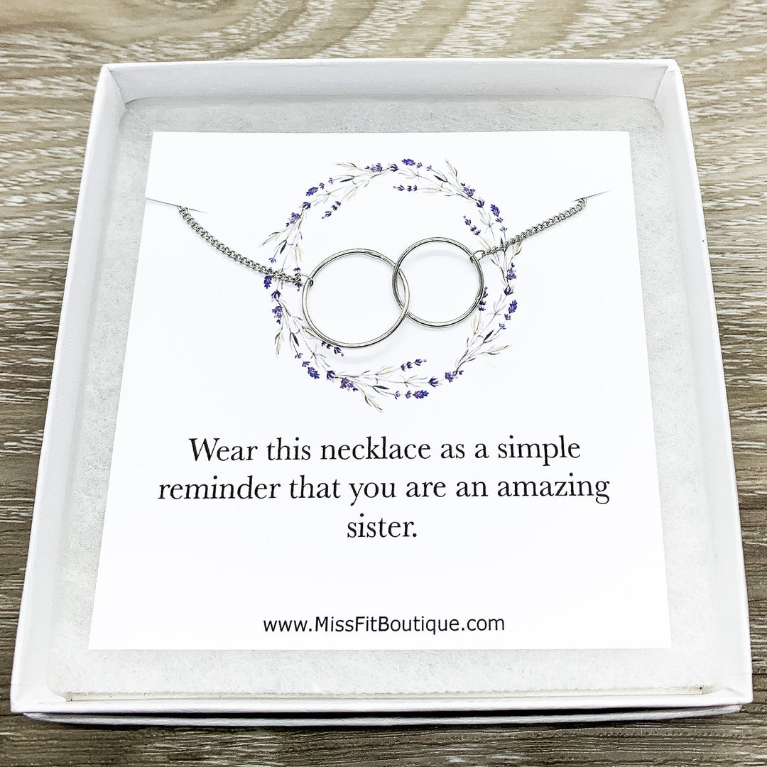 Amazing Sister Gift, Interlocking Circles Necklace, Circular Pendant, Linked Circles Necklace, Gift for Big Sister, Sister Birthday Gift