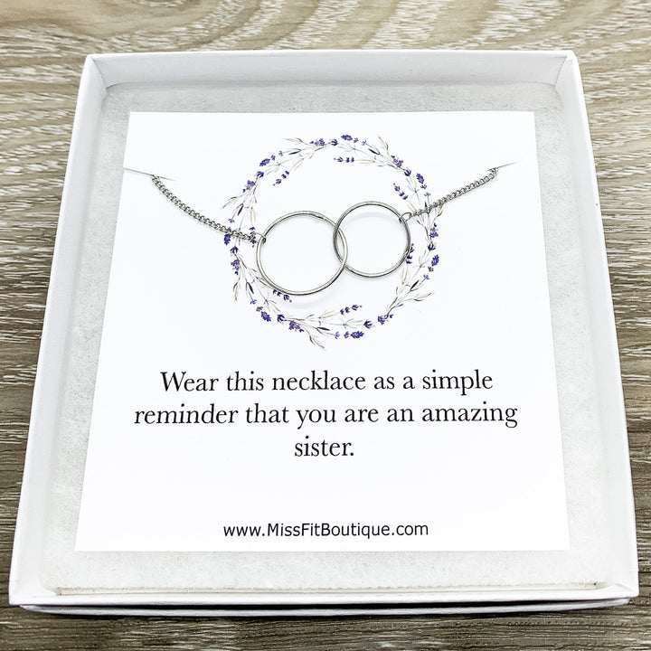 Amazing Sister Gift, Interlocking Circles Necklace, Circular Pendant, Linked Circles Necklace, Gift for Big Sister, Sister Birthday Gift