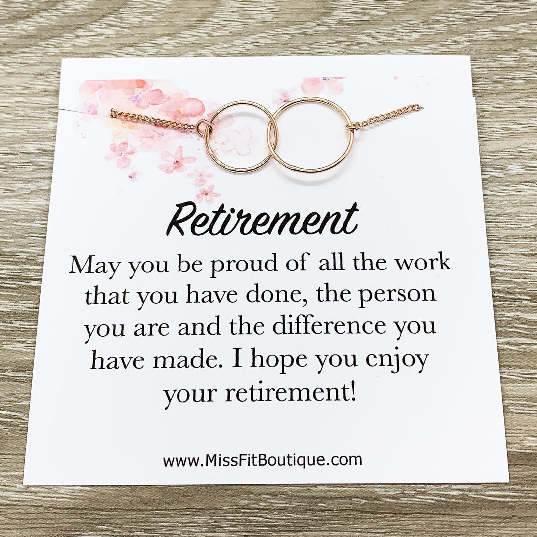 Retirement Gift, Interlocking Circles Necklace, Circular Pendant, Linked Circles Necklace, Gift for Colleague, Coworker Leaving Gift