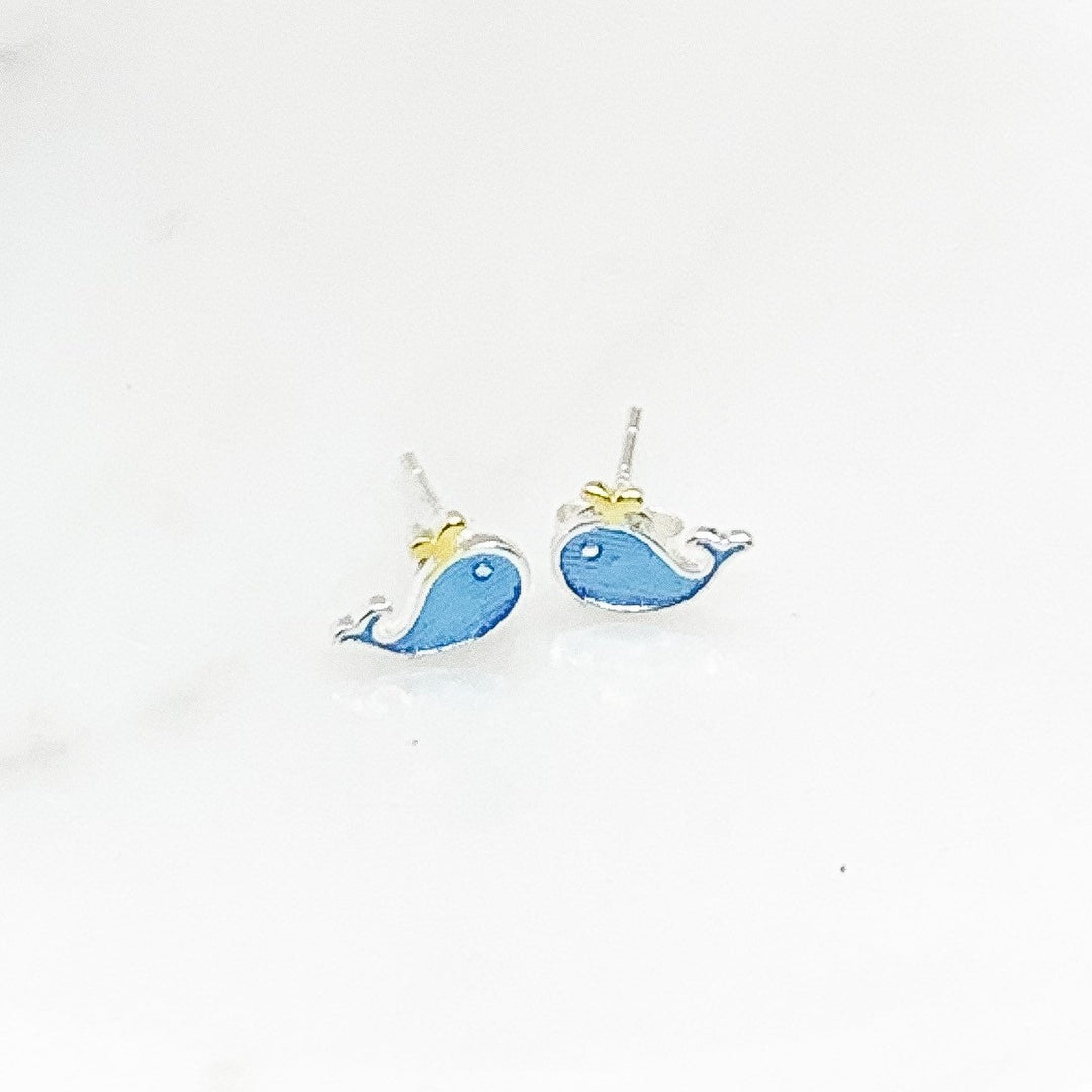 Tiny Whale Stud Earrings, Animal Earrings, Fish Jewelry, Minimalist Stud Earrings, Nature Gift, Sea, Summer, Boho Earrings, Stocking Stuffer