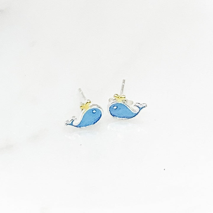 Tiny Whale Stud Earrings, Animal Earrings, Fish Jewelry, Minimalist Stud Earrings, Nature Gift, Sea, Summer, Boho Earrings, Stocking Stuffer