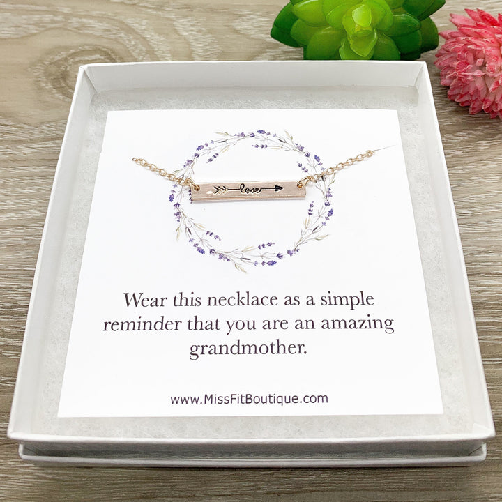 Amazing Grandmother Gift, Dainty Love Necklace Rose Gold, Silver, Gift from Granddaughter, Meaningful Jewelry, Birthday Gift for Grandma