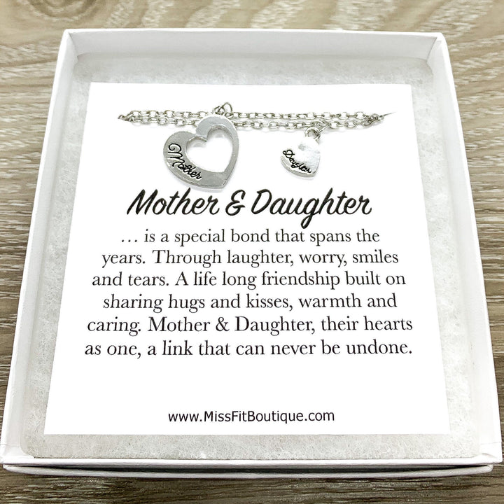 Mother and Daughter Necklace with Gift Box, Interlocking Hearts Necklaces, Two Hearts Pendant, Every Day Necklace, Gift for Daughter