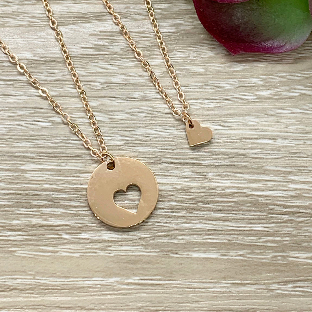 Heart Necklace Set for 2, Friendship Necklaces, Friends Forever Quote, Bestie Gift, Shareable Necklaces, Birthday Gift, Long Distance Friend