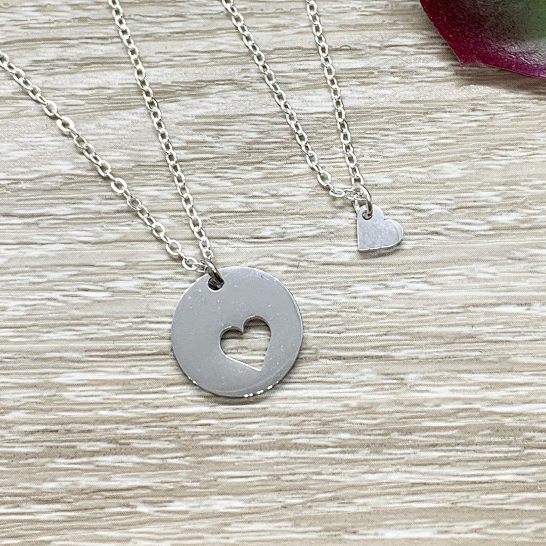 Heart Necklace Set for 2, Friendship Necklaces, Friends Forever Quote, Bestie Gift, Shareable Necklaces, Birthday Gift, Long Distance Friend