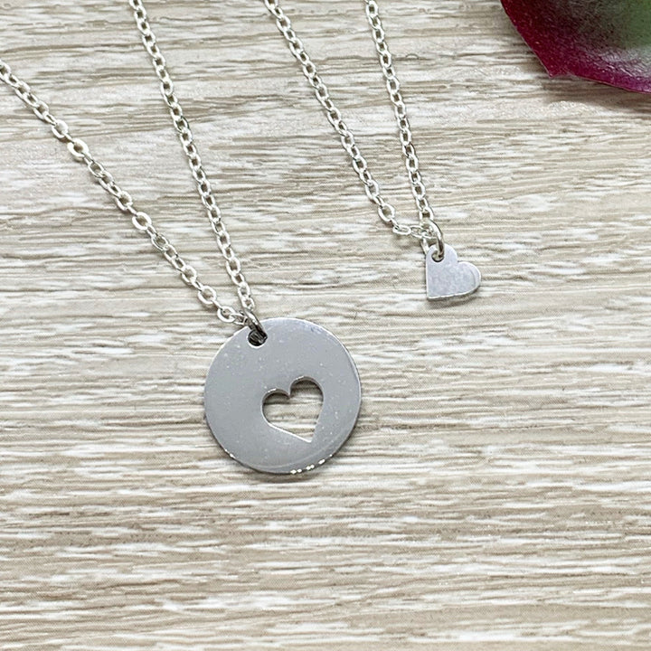 Heart Necklace Set for 2, Friendship Necklaces, Friends Forever Quote, Bestie Gift, Shareable Necklaces, Birthday Gift, Long Distance Friend