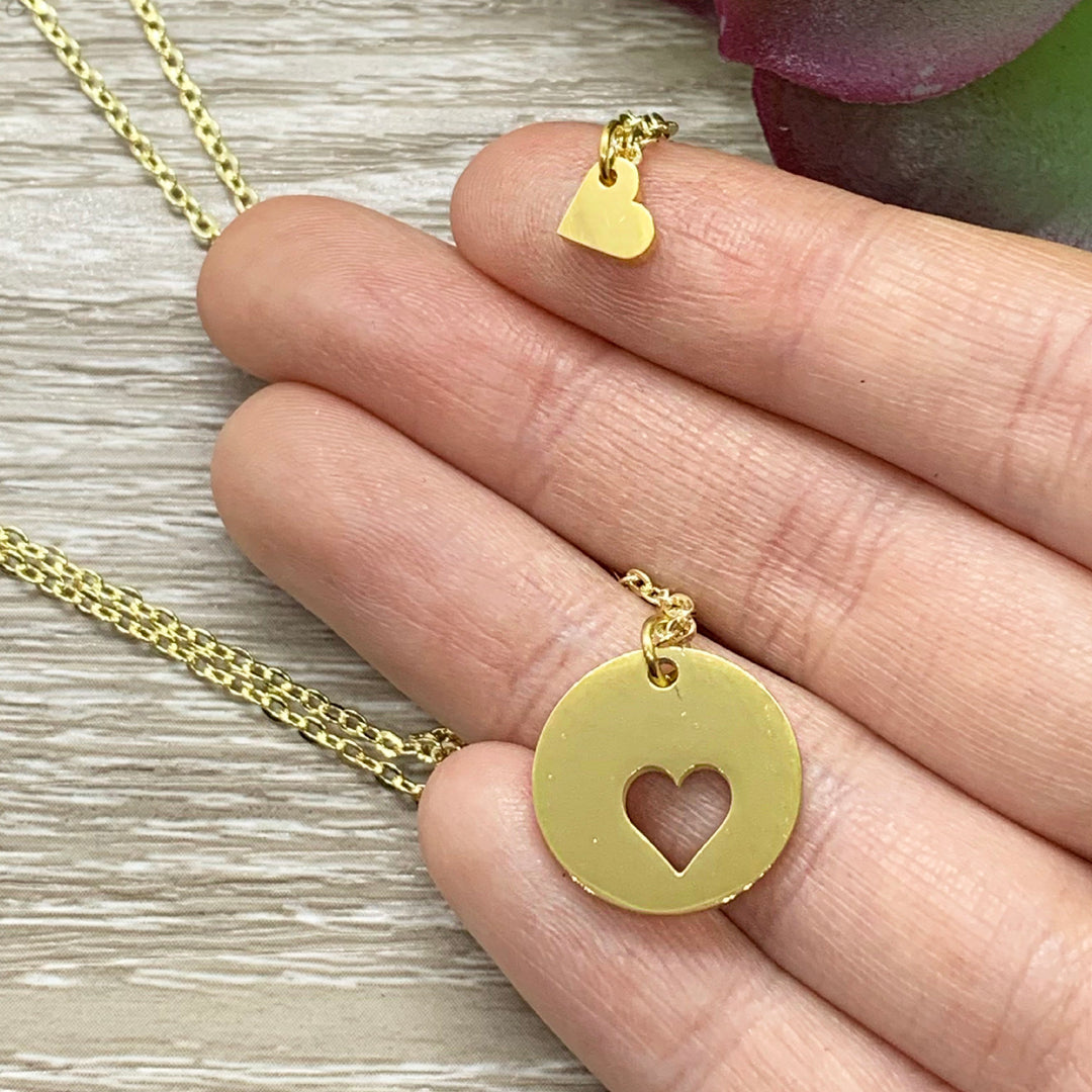 Heart Necklace Set for 2, Friendship Necklaces, Friends Forever Quote, Bestie Gift, Shareable Necklaces, Birthday Gift, Long Distance Friend