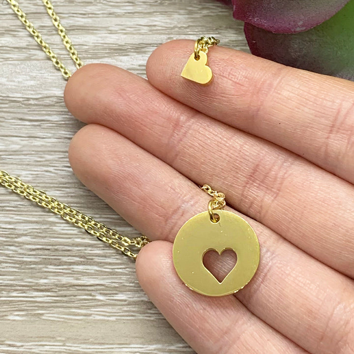 Heart Necklace Set for 2, Friendship Necklaces, Friends Forever Quote, Bestie Gift, Shareable Necklaces, Birthday Gift, Long Distance Friend