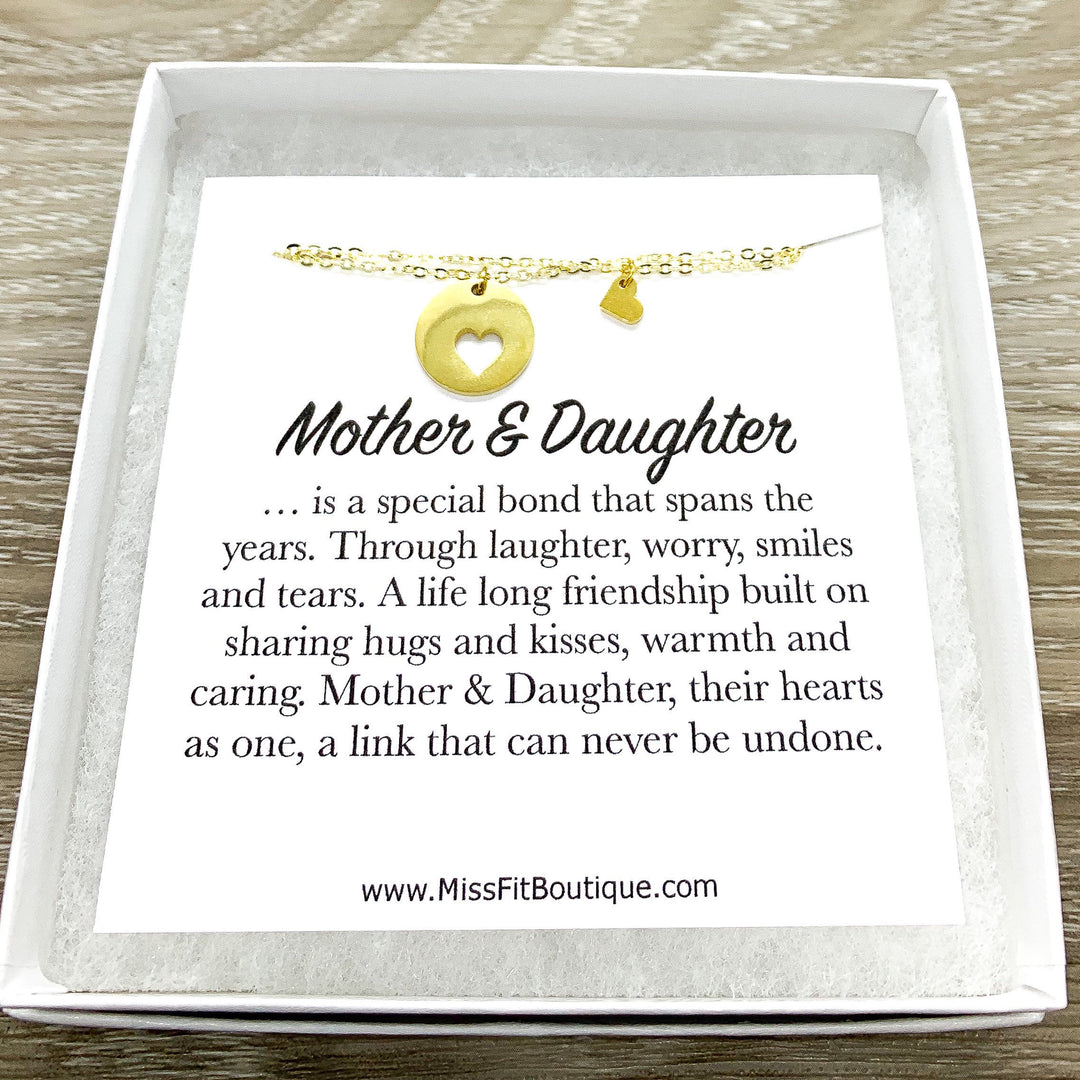 Heart Necklace Set for 2, Mother and Daughter Quote, Mom Gift, Shareable Necklaces, Birthday Gift, Mommy and Me Gift