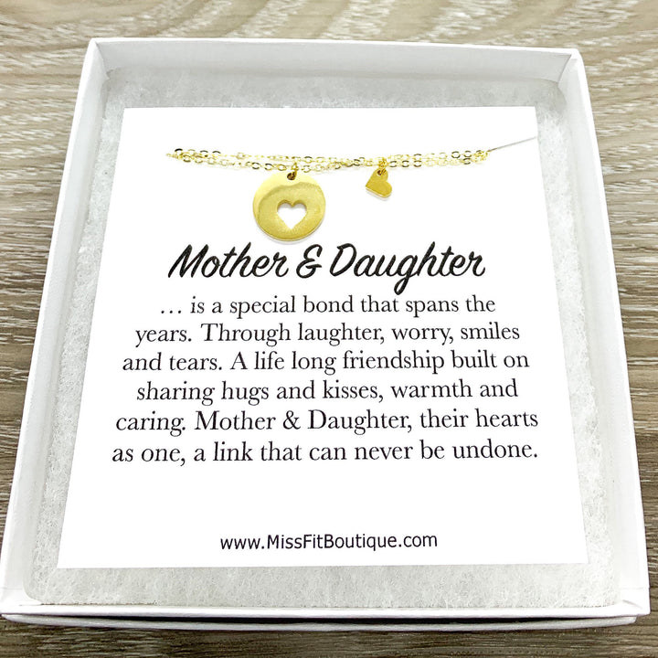 Heart Necklace Set for 2, Mother and Daughter Quote, Mom Gift, Shareable Necklaces, Birthday Gift, Mommy and Me Gift