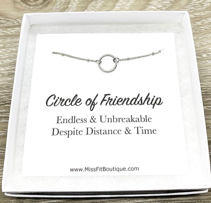 Circle of Friendship Gift, Dainty Silver Circle Necklace, Circular Pendant, Gift for Best Friend, Infinity Circle, Unbiological Sister Gift