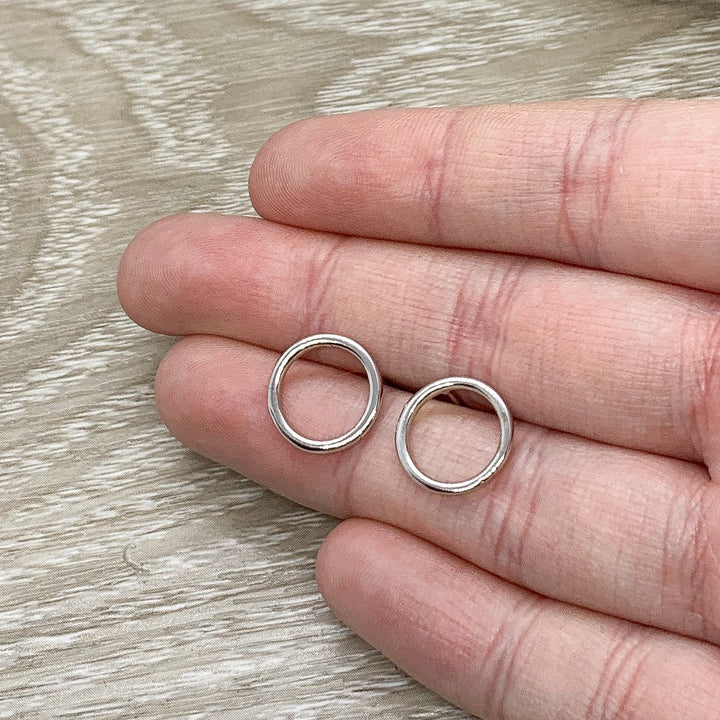 Tiny Circle Stud Earrings, Sterling Silver Jewelry, Dainty Studs, Circular Earrings, Geometric Jewelry, Simple Earrings, Everyday Jewelry