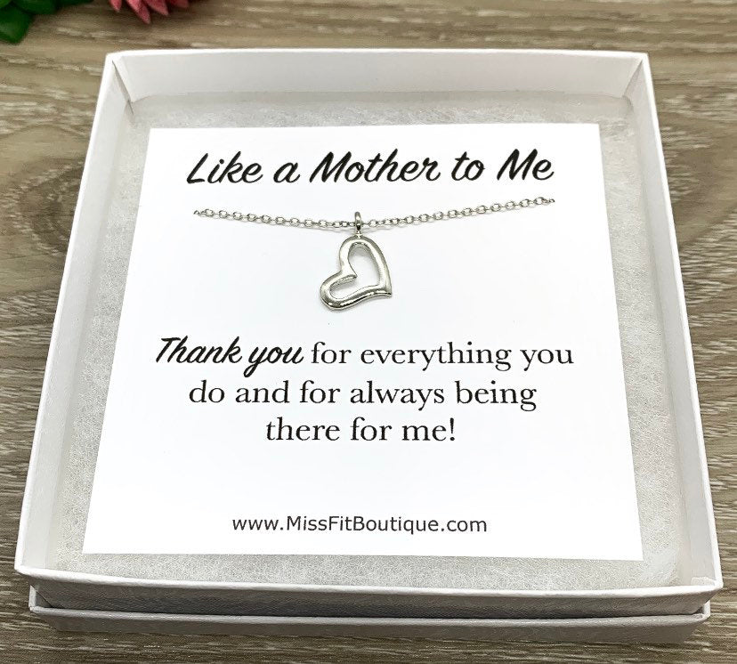 Like a Mother to Me Gift, Dainty Heart Necklace, Unbiological Mother Gift, Mother in Law Gift, Step Mom Gift, Meaningful Gift for Bonus Mom