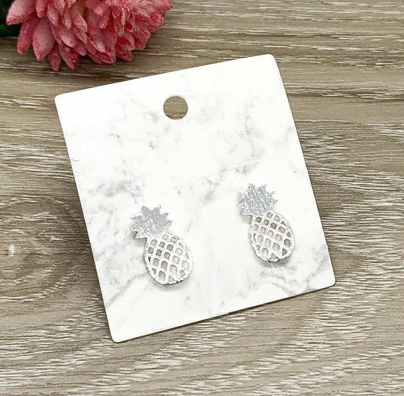 Pineapple Stud Earrings Silver, Fruit Earrings, Tropical Jewelry, Minimalist Stud Earrings, Foodie Jewelry, Boho Earrings, Birthday Gift