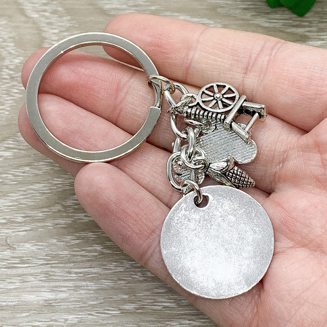 Farming Keychain, Gift for Farmer, Farm Charms, Gift for Dad, Farm Life Charms, Corn on the Cob Charm, Tractor Charm