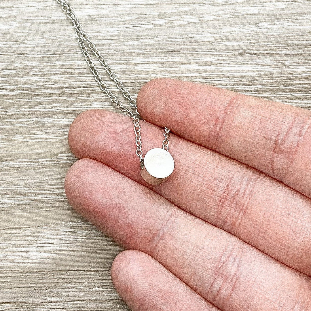 Proverbs 31 25 Jewelry Gift, Tiny Round Crystal Necklace Silver, Support Gift, Gift for Her, Pastor’s Wife Gift, Bible Verse, Patient Gift