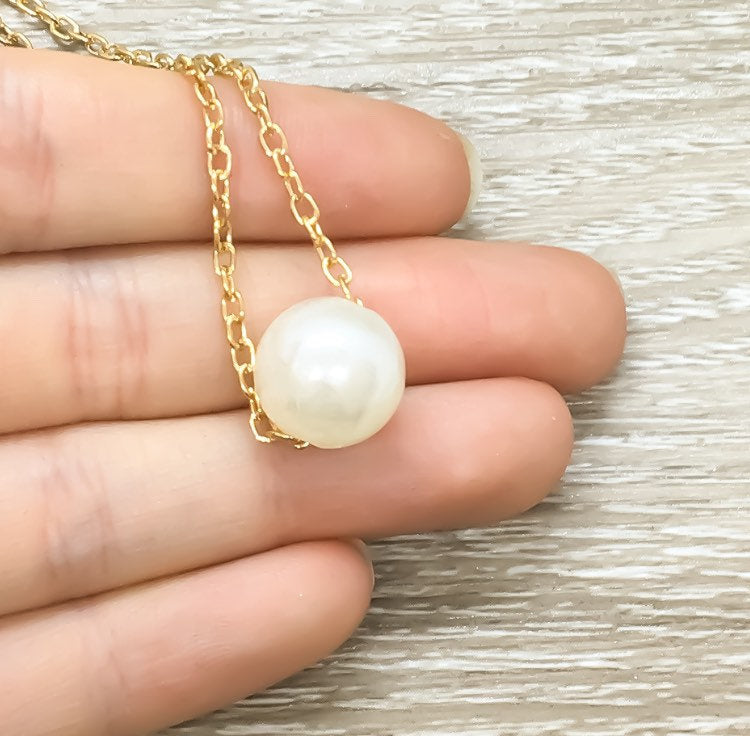 Amazing Teacher Gift, Floating Pearl Necklace, Gift from Student, Teacher Appreciation Gift, Thank You Gift, Simple Reminder Card