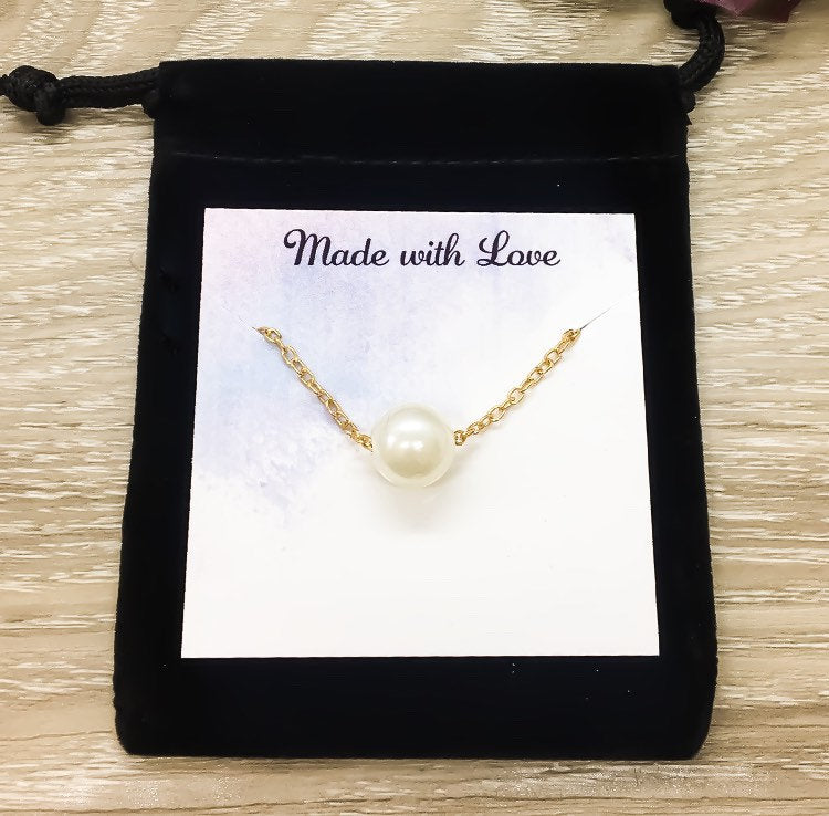 Amazing Teacher Gift, Floating Pearl Necklace, Gift from Student, Teacher Appreciation Gift, Thank You Gift, Simple Reminder Card