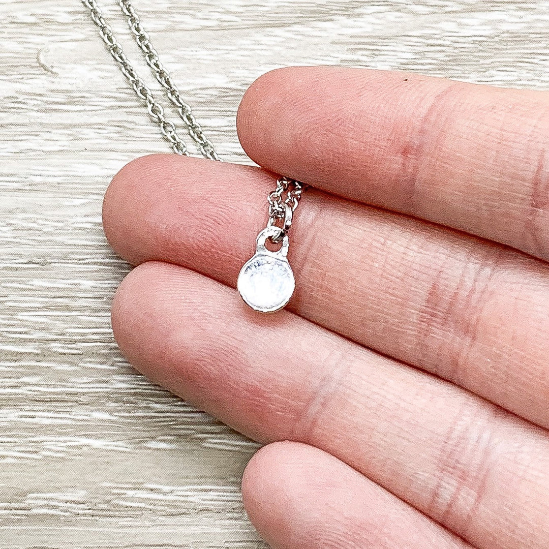 Happy Retirement Gift, Tiny Green Chalcedony Necklace, Crystal Pendant, August Birthstone, Gift for Coworker, Gift from Colleague, Friends