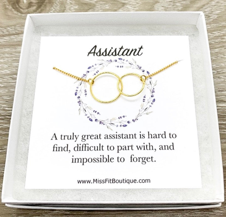 Truly Great Assistant Gift, Interlocking Circles Necklace, Circular Pendant, Linked Circles Necklace, Thank You Gift for Assistant, Thanks