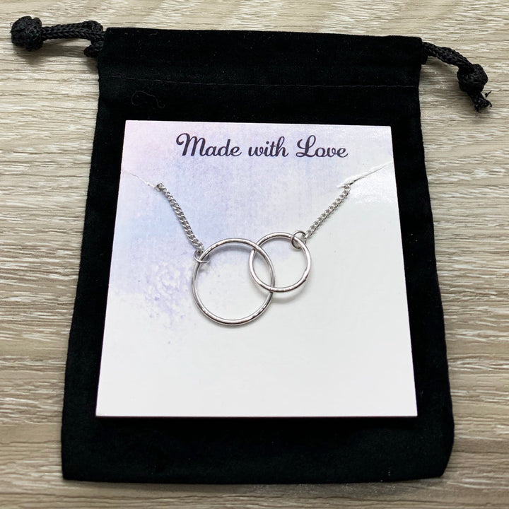 Sisters Necklace, Side by Side, Interlocking Circles Necklace, Circular Pendant, Linked Circles Necklace, Big Sister, Sister Birthday Gift