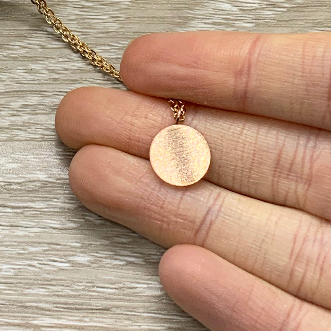 You Are My Person Gift, Tiny Round Disc Necklace, Rose Gold Solitaire Pendant, Unbiological Sister Gift, BFF Birthday Gift, Girlfriend Gift