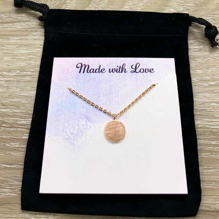 You Are My Person Gift, Tiny Round Disc Necklace, Rose Gold Solitaire Pendant, Unbiological Sister Gift, BFF Birthday Gift, Girlfriend Gift