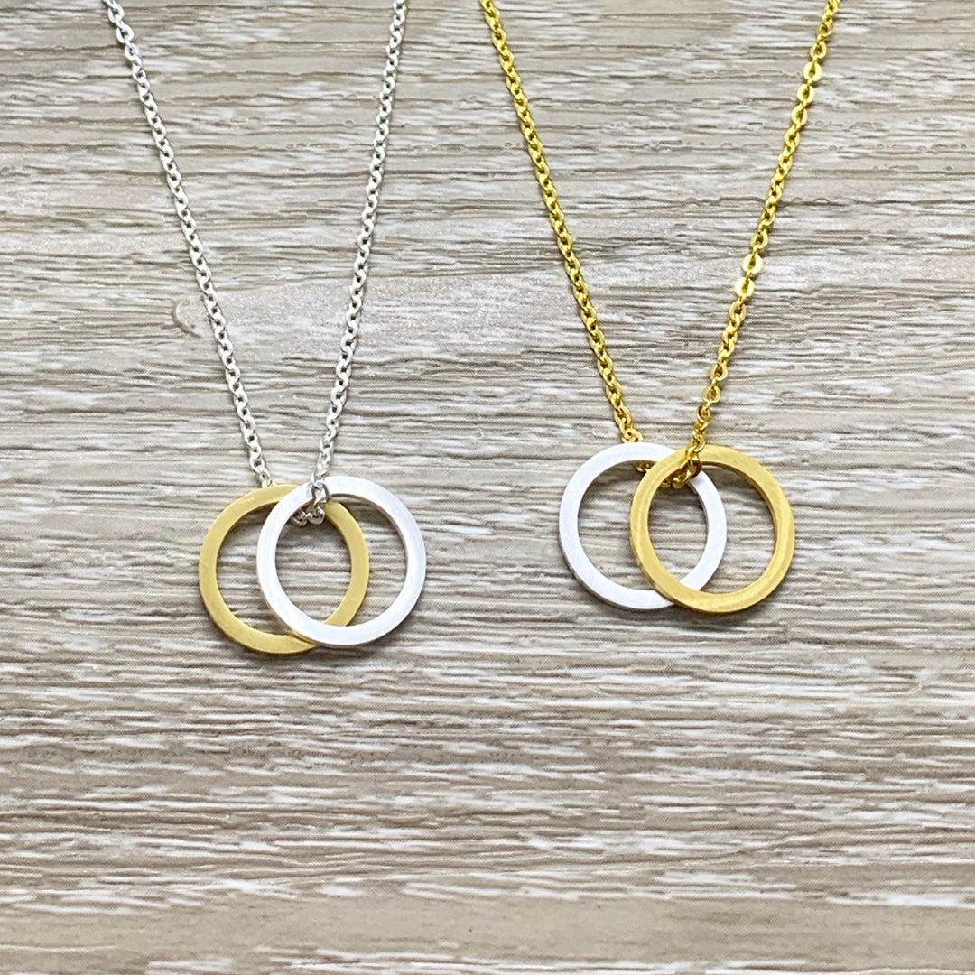 Unbreakable Bond Gift, Pendant, Linked Circles Necklace, Interlocking Circles Necklace, Gift for Best Friend, Anniversary Gift, Love Jewelry