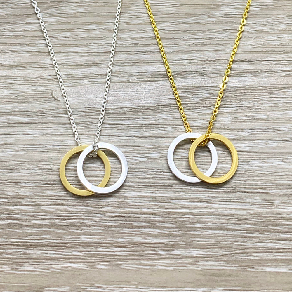 Unbreakable Bond Gift, Pendant, Linked Circles Necklace, Interlocking Circles Necklace, Gift for Best Friend, Anniversary Gift, Love Jewelry
