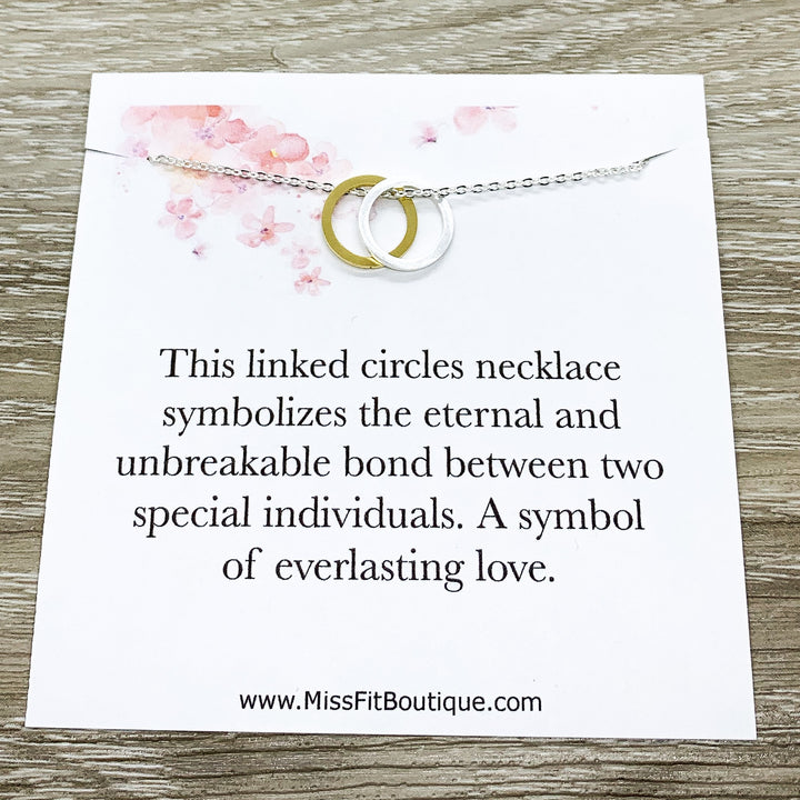 Unbreakable Bond Gift, Pendant, Linked Circles Necklace, Interlocking Circles Necklace, Gift for Best Friend, Anniversary Gift, Love Jewelry