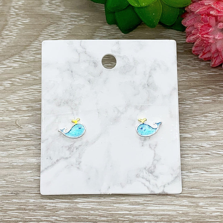 Tiny Whale Stud Earrings, Animal Earrings, Fish Jewelry, Minimalist Stud Earrings, Nature Gift, Sea, Summer, Boho Earrings, Stocking Stuffer