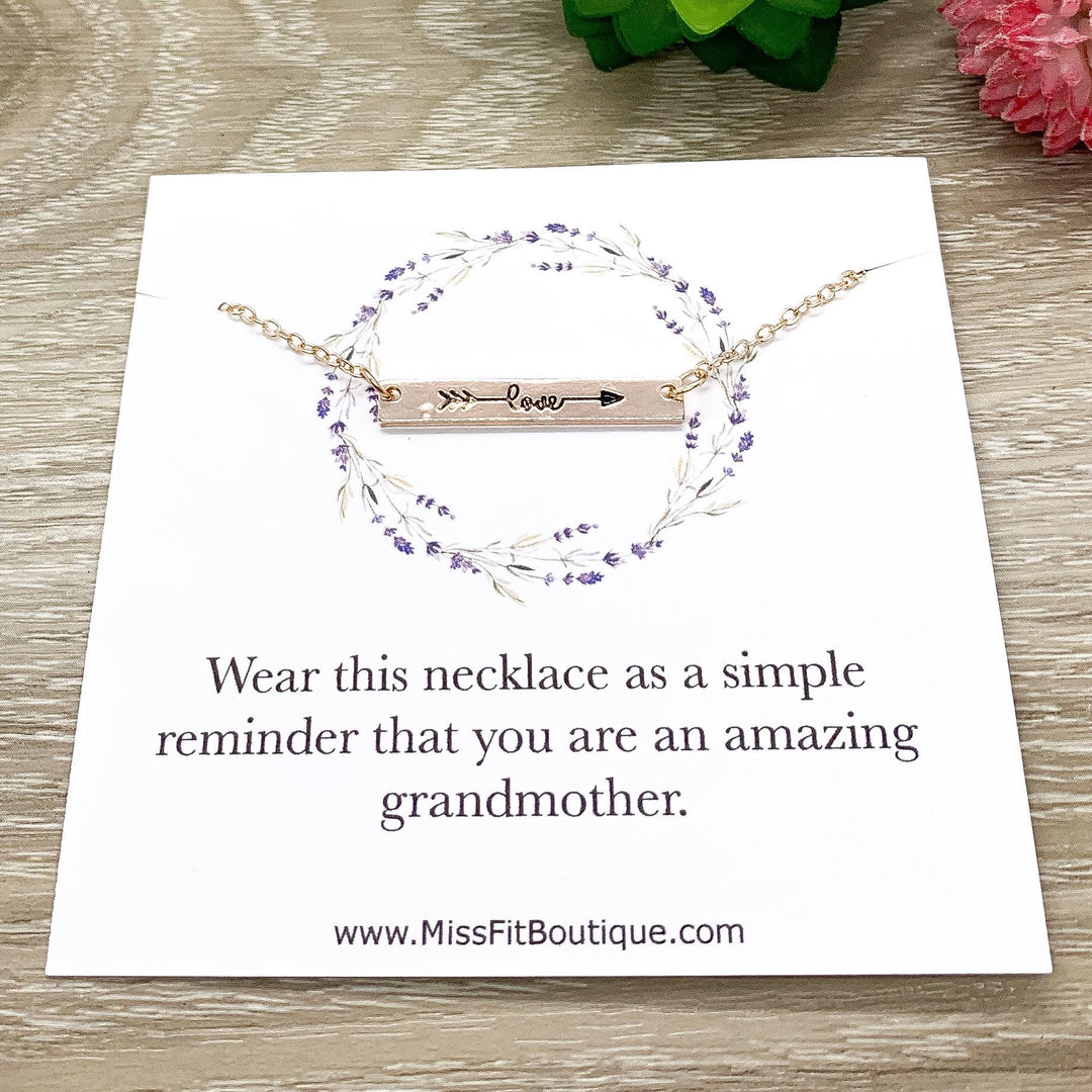 Amazing Grandmother Gift, Dainty Love Necklace Rose Gold, Silver, Gift from Granddaughter, Meaningful Jewelry, Birthday Gift for Grandma
