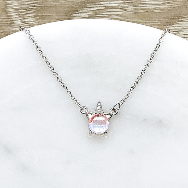 Opalite Unicorn Necklace, Unicorn Jewelry, Sterling Silver Pendant, Unicorn Lover Gift, Unicorn Pendant, Teen Girl Gift, Birthday Gift