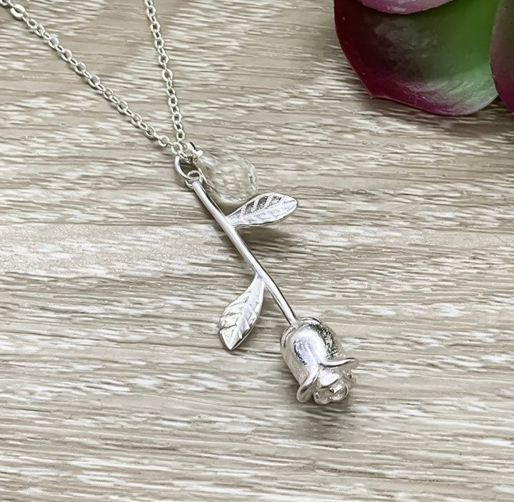 Rose Necklace, Sterling Silver Flower Jewelry, Different Garden, Floral Jewelry, Uplifting Gift, Gift for Sister, Meaningful Gift