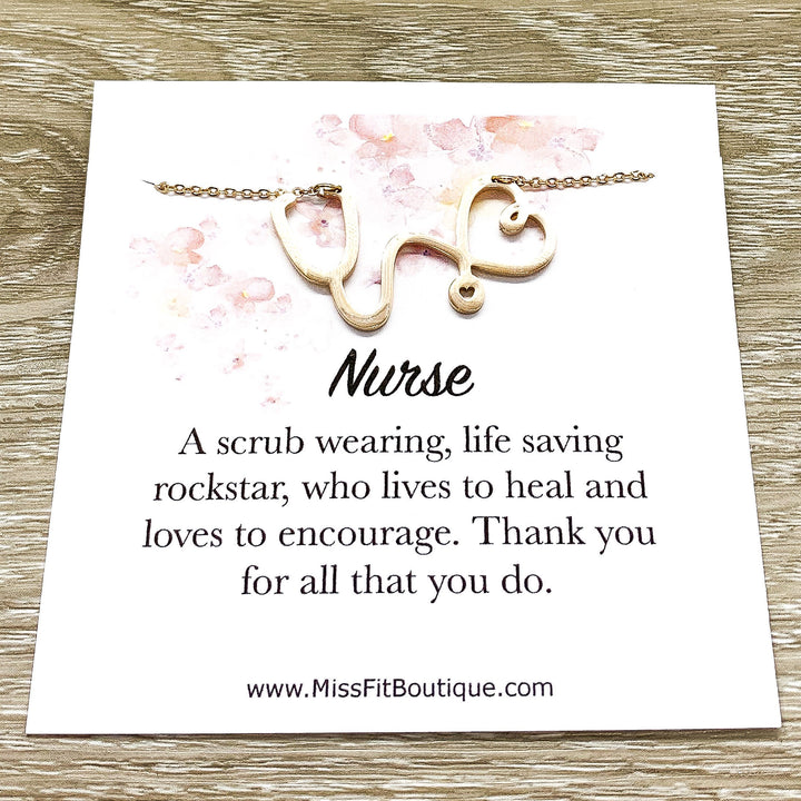 Nurse Gift, Stethoscope Necklace, Nurse Appreciation Gift, Nursing Jewelry Gift, Thank You Gift from Patient, Nursing Student Gift, Holiday
