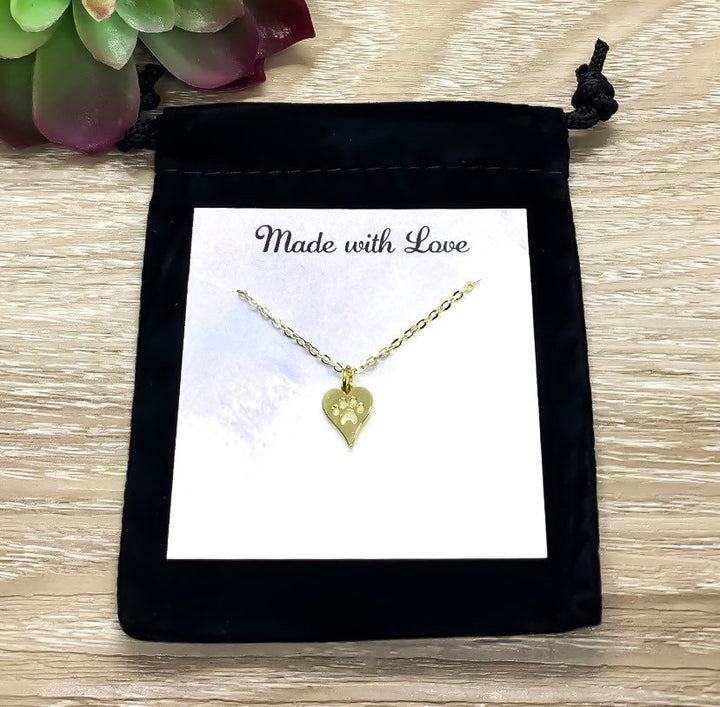 Heart Paw Print Necklace, Veterinarian Gift, Fur Mama Gift, Paw Pendant, Minimal Pet Jewelry, Cat Lover Gift, Dog Owner, Stocking Stuffer