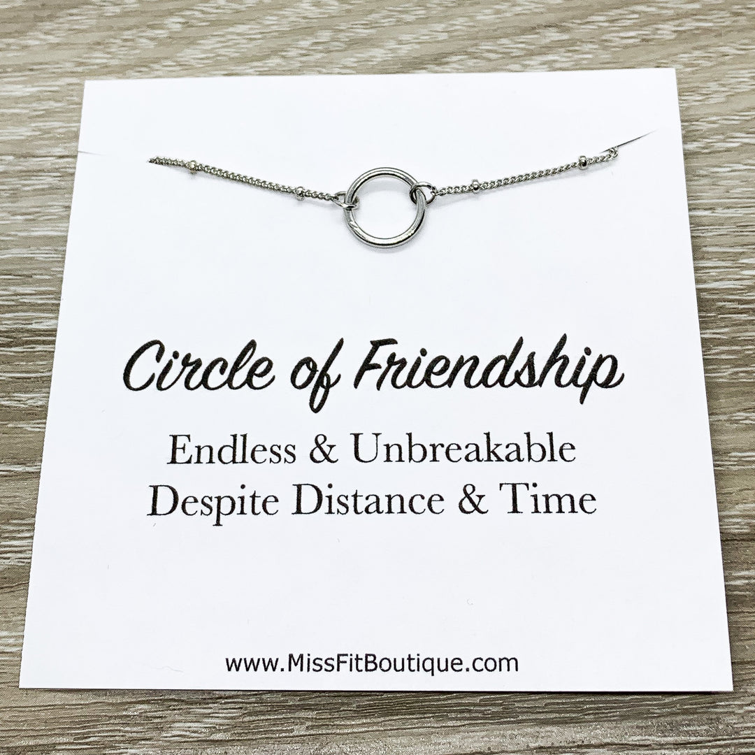 Circle of Friendship Gift, Dainty Silver Circle Necklace, Circular Pendant, Gift for Best Friend, Infinity Circle, Unbiological Sister Gift
