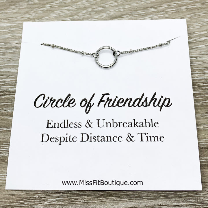 Circle of Friendship Gift, Dainty Silver Circle Necklace, Circular Pendant, Gift for Best Friend, Infinity Circle, Unbiological Sister Gift