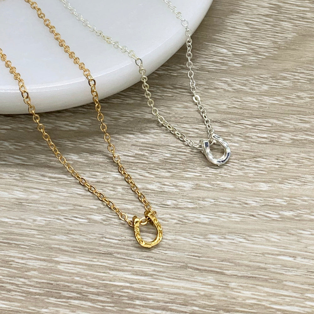 Tiny Horseshoe Necklace, Good Luck Charm Necklace, Simple Reminder Jewelry, Minimalist Jewelry, Stocking Filler for Women, Birthday Gift