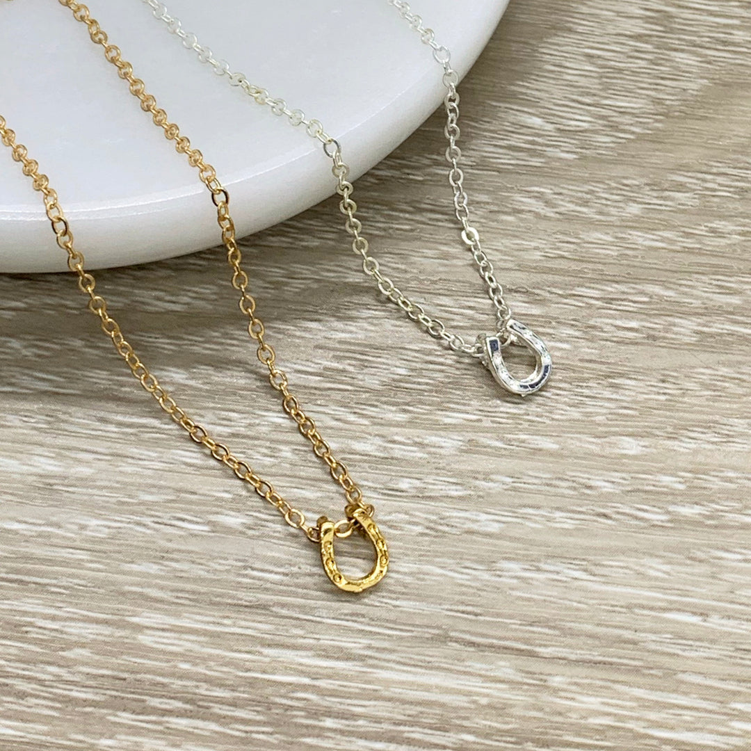 Happy Anniversary Card, Tiny Horseshoe Necklace, Lucky Charm Necklace, Wife Necklace, Minimalist Jewelry, Gift from Husband, Women
