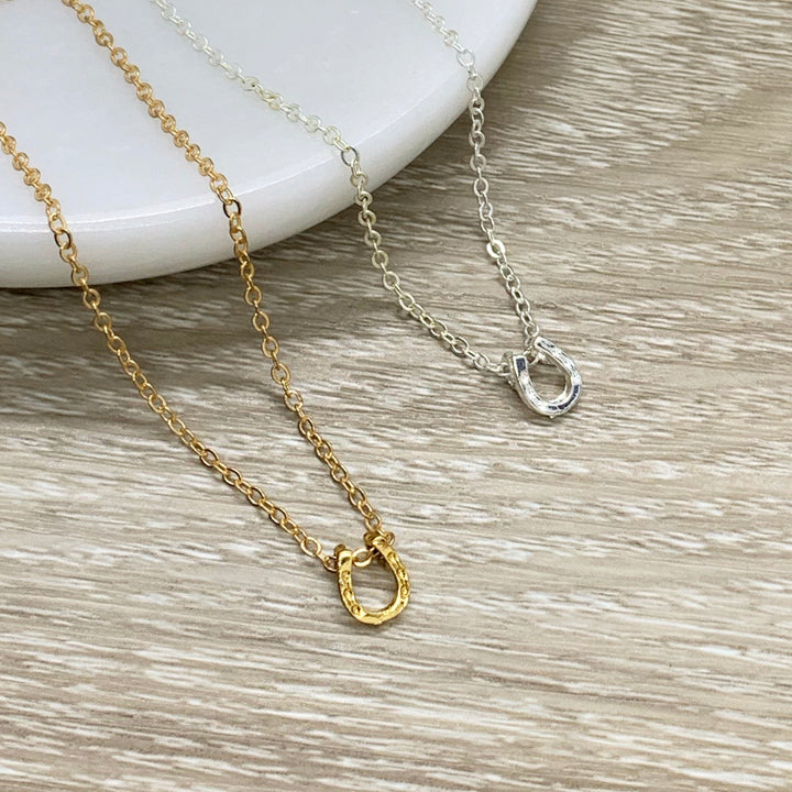 Happy Anniversary Card, Tiny Horseshoe Necklace, Lucky Charm Necklace, Wife Necklace, Minimalist Jewelry, Gift from Husband, Women