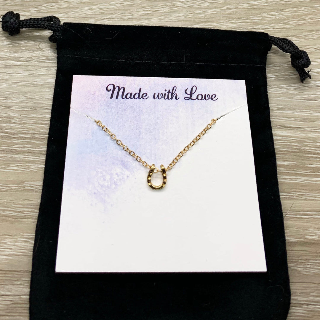 Happy Anniversary Card, Tiny Horseshoe Necklace, Lucky Charm Necklace, Wife Necklace, Minimalist Jewelry, Gift from Husband, Women