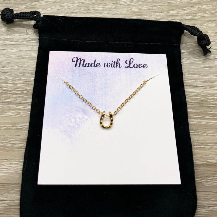 Happy Anniversary Card, Tiny Horseshoe Necklace, Lucky Charm Necklace, Wife Necklace, Minimalist Jewelry, Gift from Husband, Women