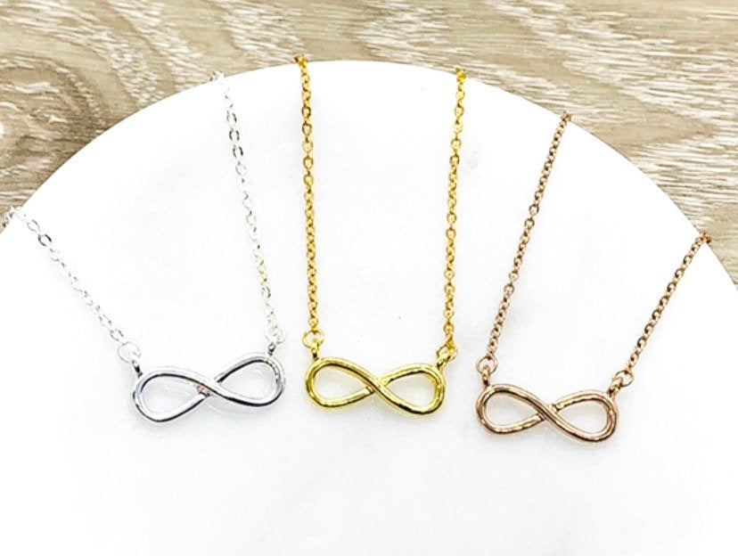 Dainty Infinity Necklace, Side by Side Card, Eternity Pendant, Gift for Sister, Infinity Necklace, Long Distance Gift for Women, Sister Gift