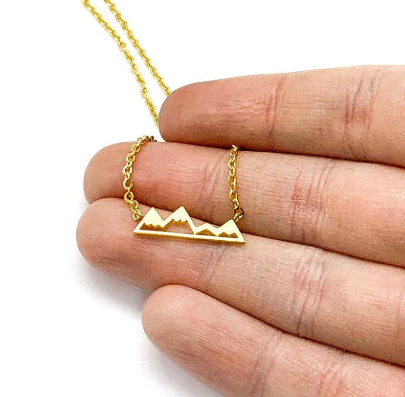 Tiny Mountain Necklace, Gift for Daughter, Minimalist Pendant, Canadian Winter Jewelry, Wanderlust Jewelry, Stocking Filler for Women