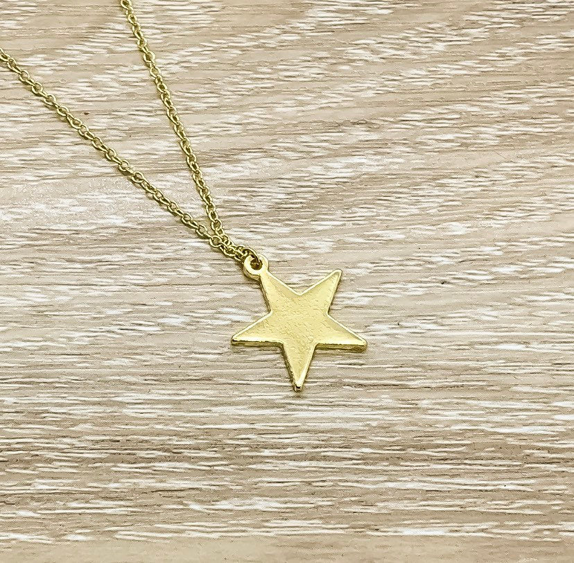 Gold Star Necklace, Witch Pendant, Starry Night Necklace, Celestial Jewelry, Friendship Necklace, Christmas Star Necklace, Birthday Gift