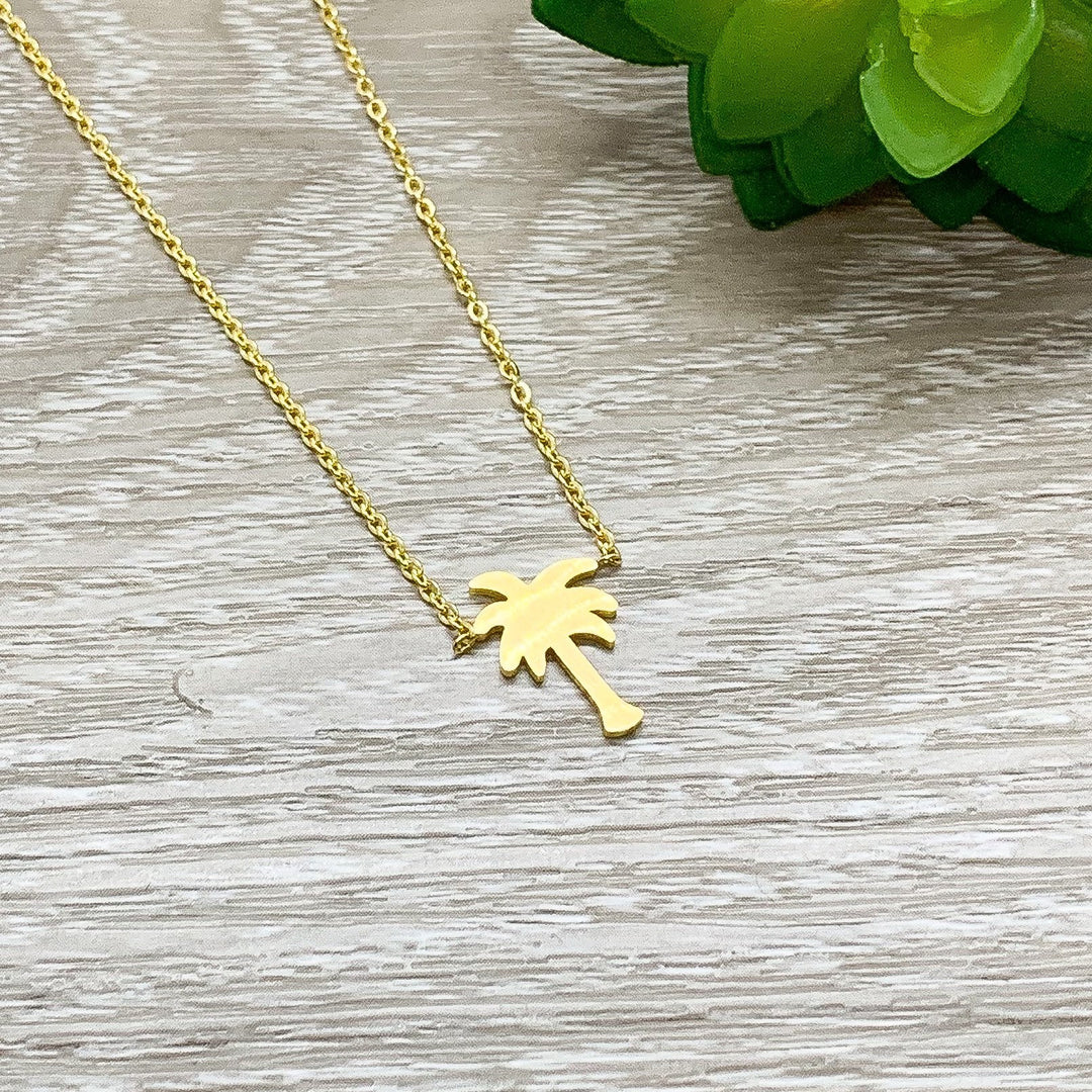 Palm Tree Necklace, Dainty Necklace, Mini Charm Necklace, California Necklace, Beach Jewelry, Gift for Her, Tropical Pendant