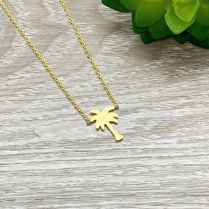 Palm Tree Necklace, Dainty Necklace, Mini Charm Necklace, California Necklace, Beach Jewelry, Gift for Her, Tropical Pendant