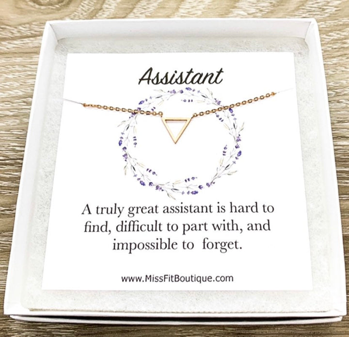 Truly Great Assistant Gift, Tiny Triangle Necklace, Dainty Pendant, Modern Necklace, Thank You Gift for Assistant, Christmas Gift for Her